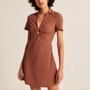 Abercrombie & Fitch O-Ring Shirt Dress women's size Small Rust Brown Collar Mini